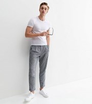 New Look Blue Linen Blend Double Pleated Slim Fit Trousers